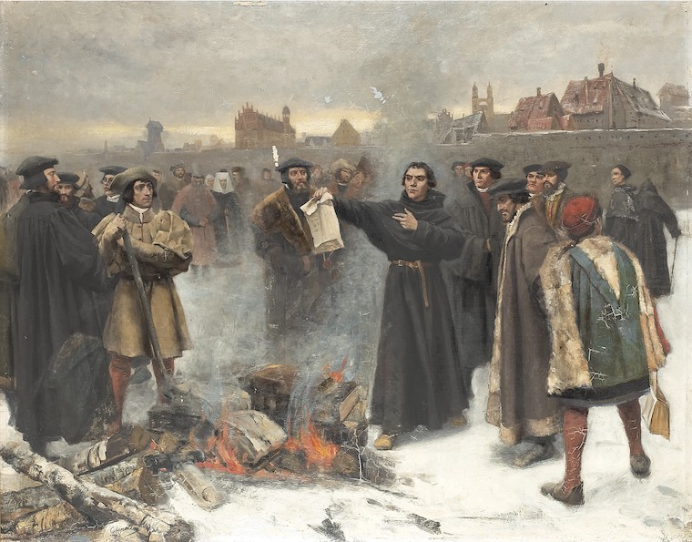 Martin Luther burns the papal bull